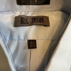 Oleg Cassini cotton/poly 16 1/2 32-33 light blue dress shirt NWT